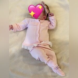 Pink Baby Cardigan and Pants Set